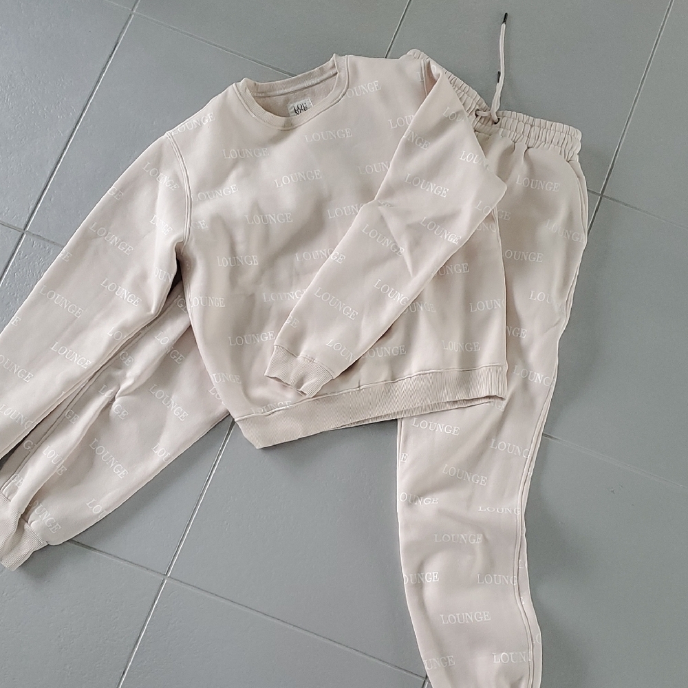 Beige Women's Sweatshirt and Joggers Set